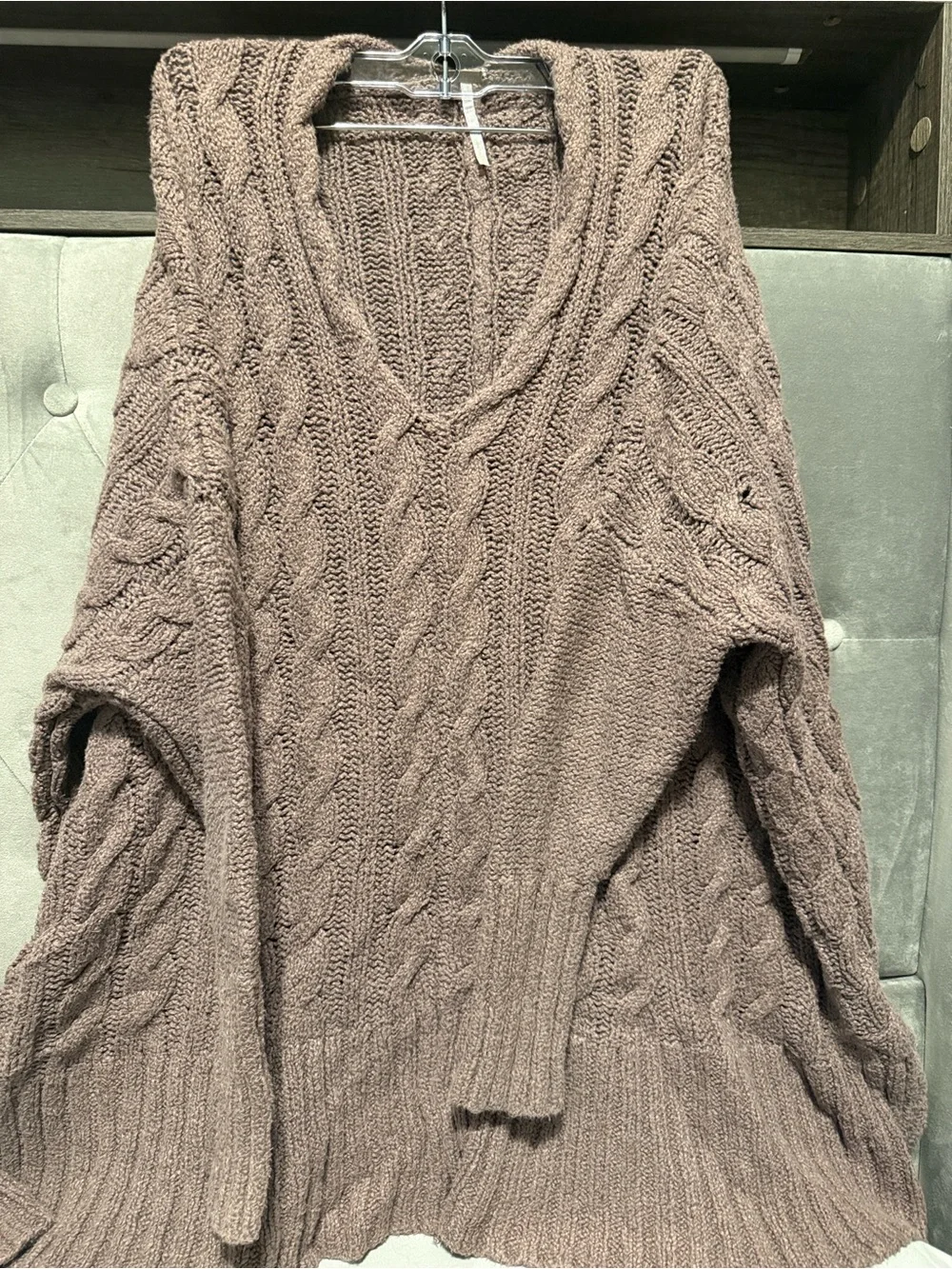 Free People Brown Cable Knit Oversized Sweater Size L